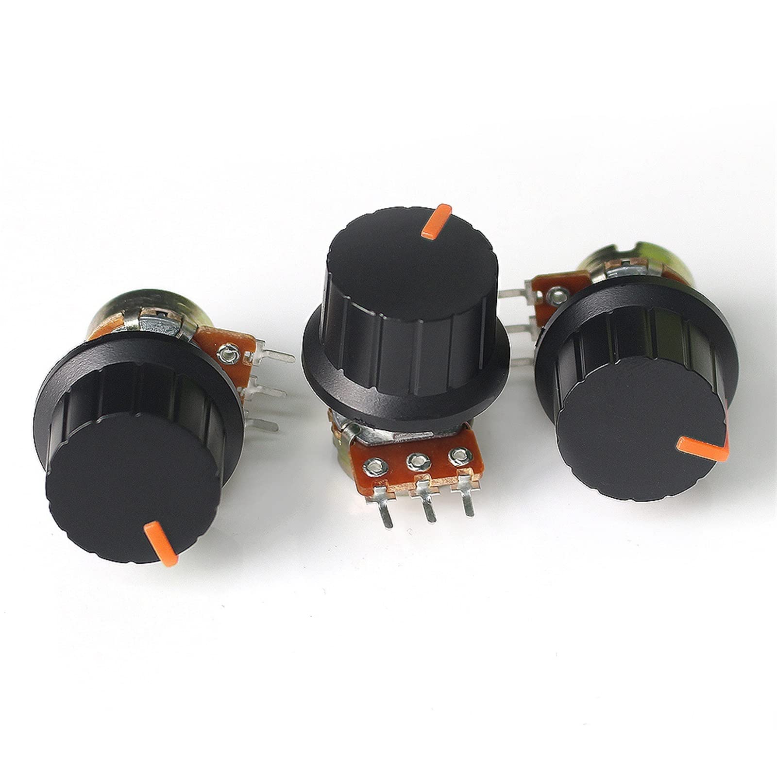 Juego de 5 potenciómetros lineales WH148, 1K, 2K, 5K, 10K, 20K, 50K, 100K, 250K, 1M, con Perilla Naranja de 24x15mm, Kit de potenciómetros de 15mm y 3 Pines (Size : 250K Ohm)