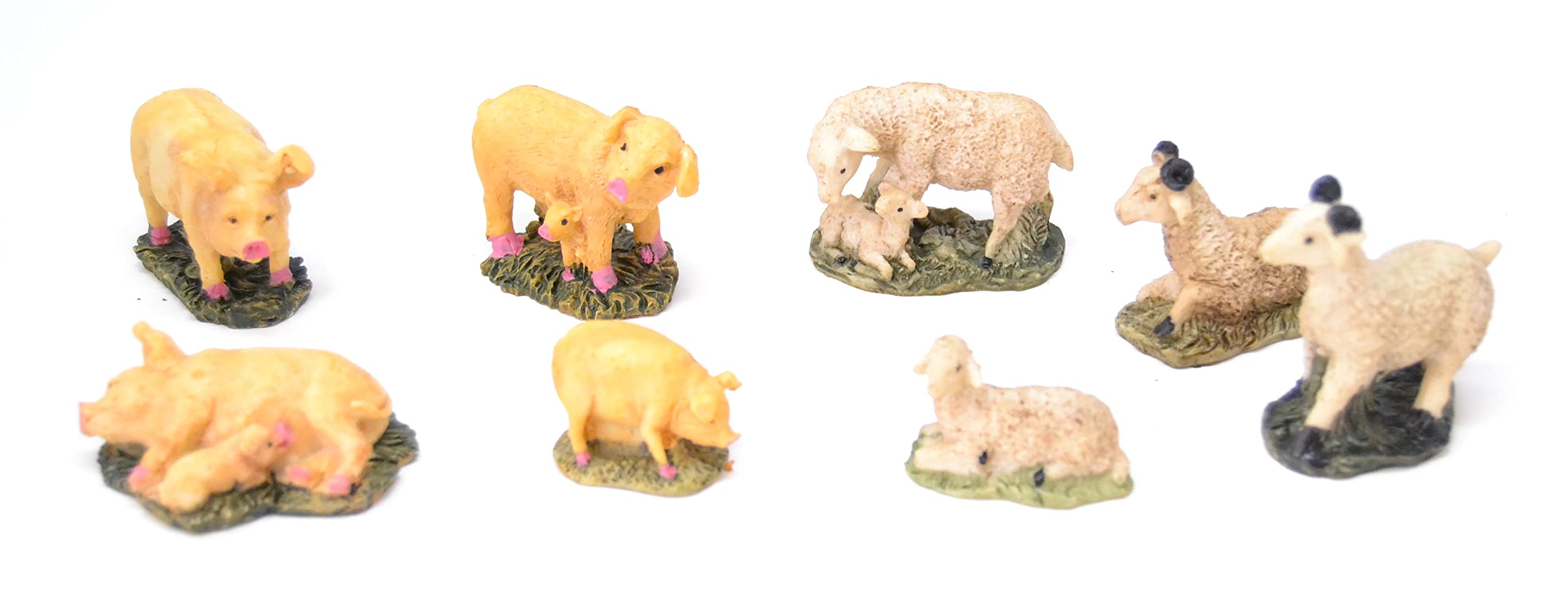 8 x ovejas carneros corderos Cerdos y lechones. figuritas de Navidad 6cm. Conjunto de Escena, Figuras .Animales, Nacimiento de jesús. Reyes. oficios belén. Modelos a Escala