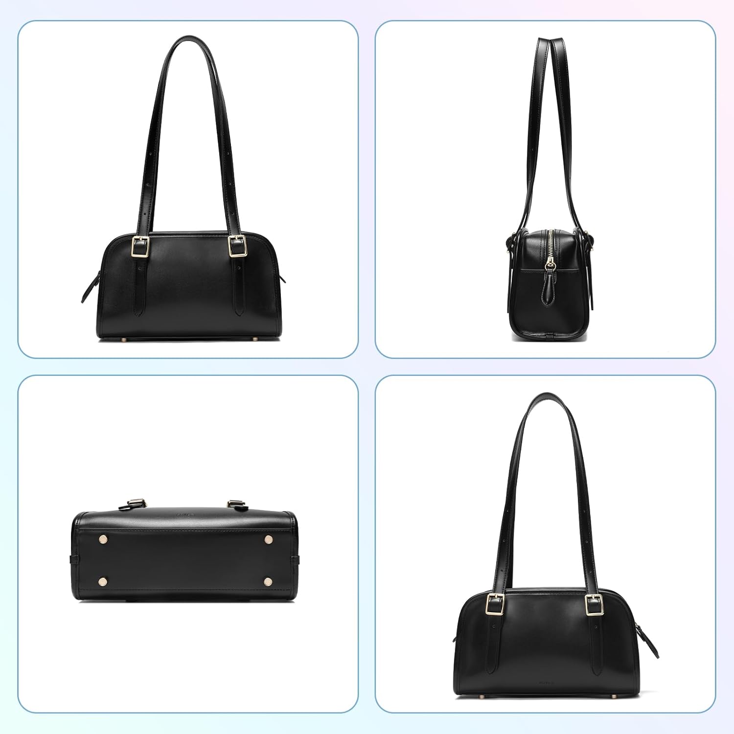 Keyli Swing Zip Shoulder Bag Fashion Purses for Women, Leather Shoulder Handbag Top-Handle Hobo Bags with Adjustable Strap - Image 4