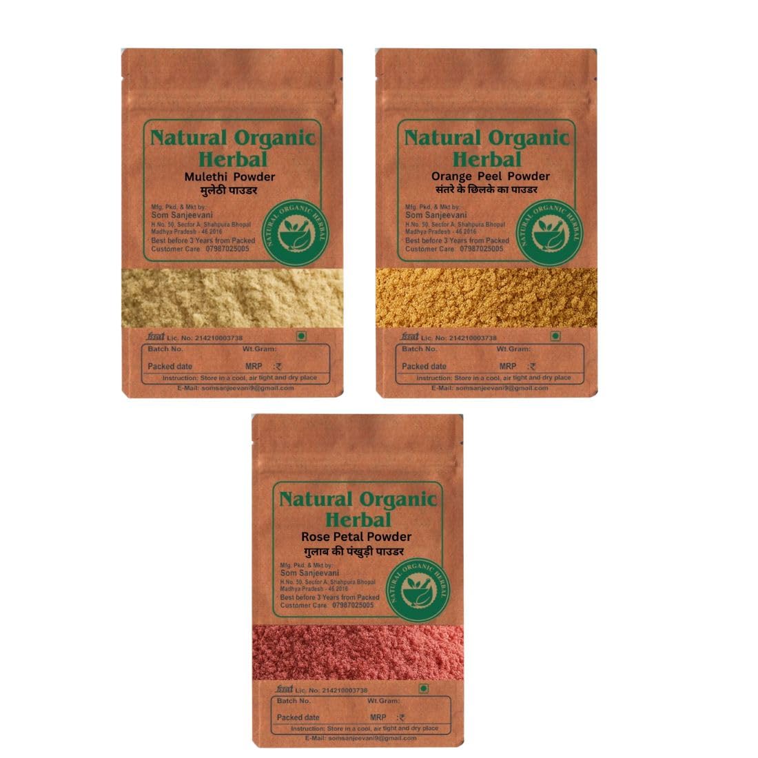 Natural Organic herbal Combo Powder-Mulethi-Orange Peel-Rose Petal-300g-(each 10g)-picture-48
