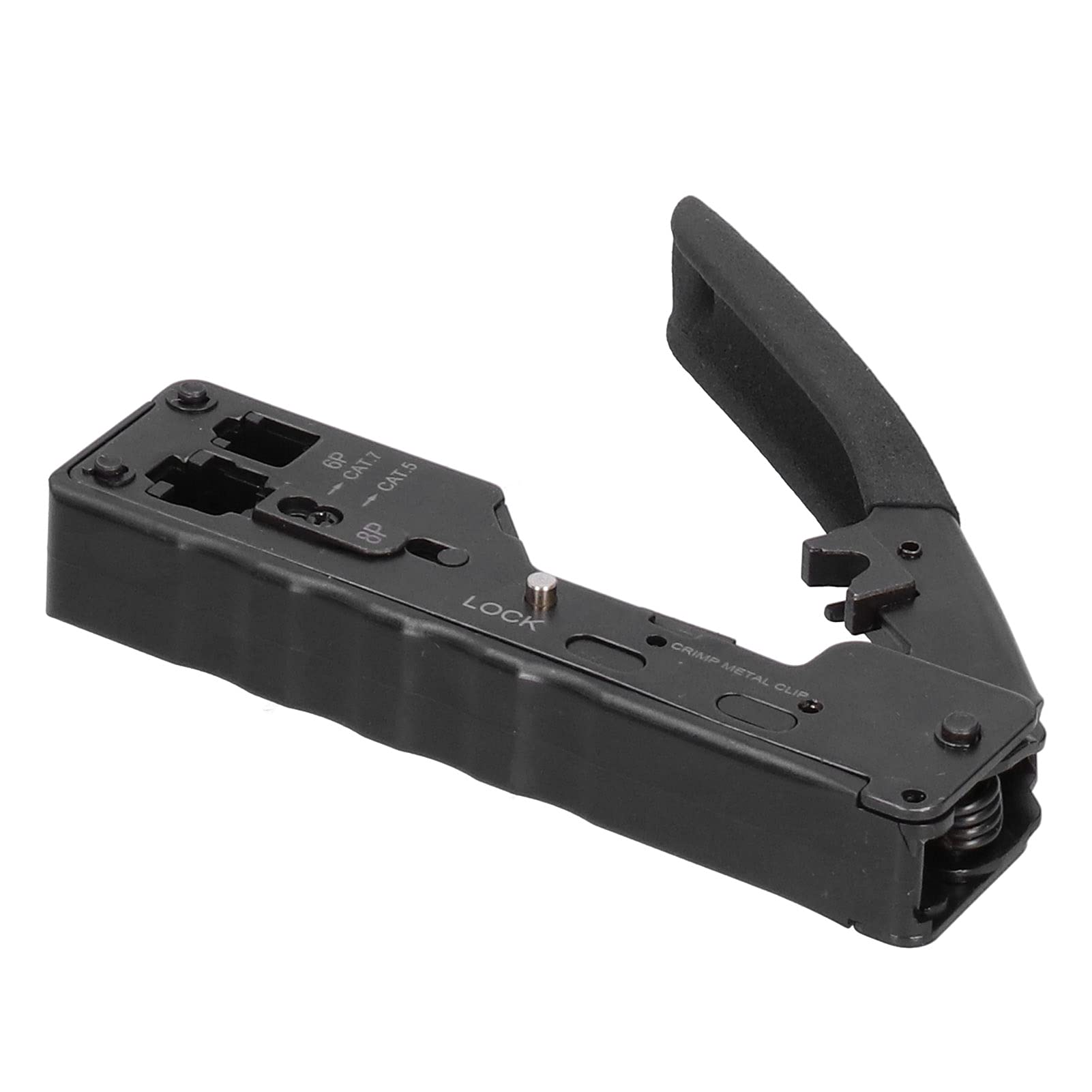 Pince à sertir professionnelle pour câbles réseau, à cliquet, pour connecteurs RJ45 et RJ12 (Cat5e, Cat6, Cat7). Construction en acier à haute teneur en carbone avec poigné