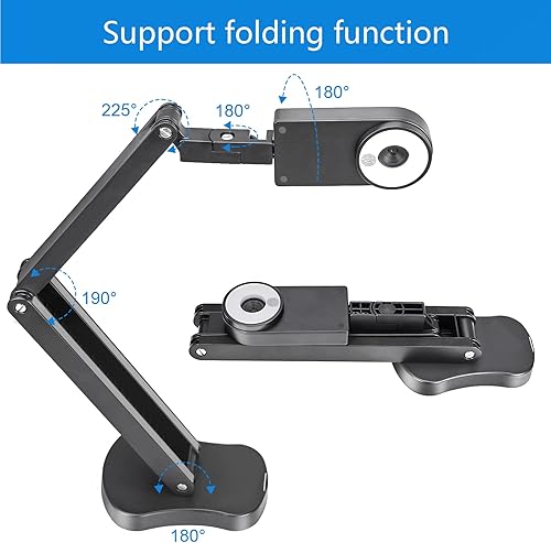 Miniatura 3 de Cámara de documentos USB 4K para profesor, cámara web de 8 MP y visualizador para tamaño A3 con micrófonos duales, luz LED de 3 niveles, inversor de