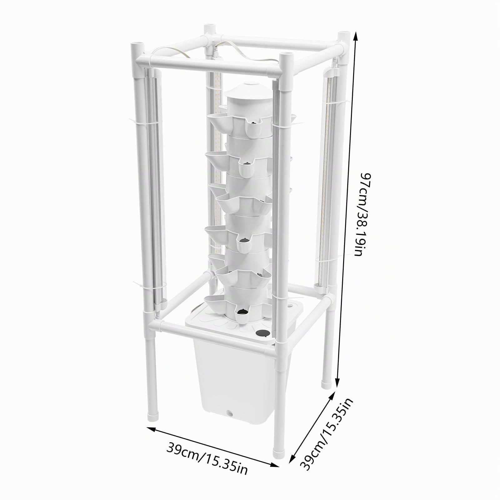 Tour hydroponique à 6 étages - Système de culture hydroponique - Système de culture hydroponique - 30 trous de plantation - Réservoir d'eau de 10 l - 4 lampes UV LED pour herbes, fruits, légumes