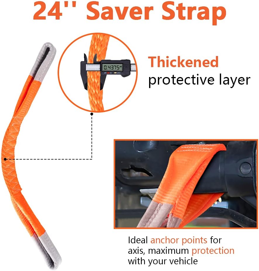 Heavy Duty Tow Strap Kit, 3’’×20’ ATV Tow Straps with Loops, Towing Winch Recovery Strap, Off-Road Recovery Kit with 20ft Webbing + 2D Ring Shackles + 2ft Axle Strap + Storage Bag : Automotive