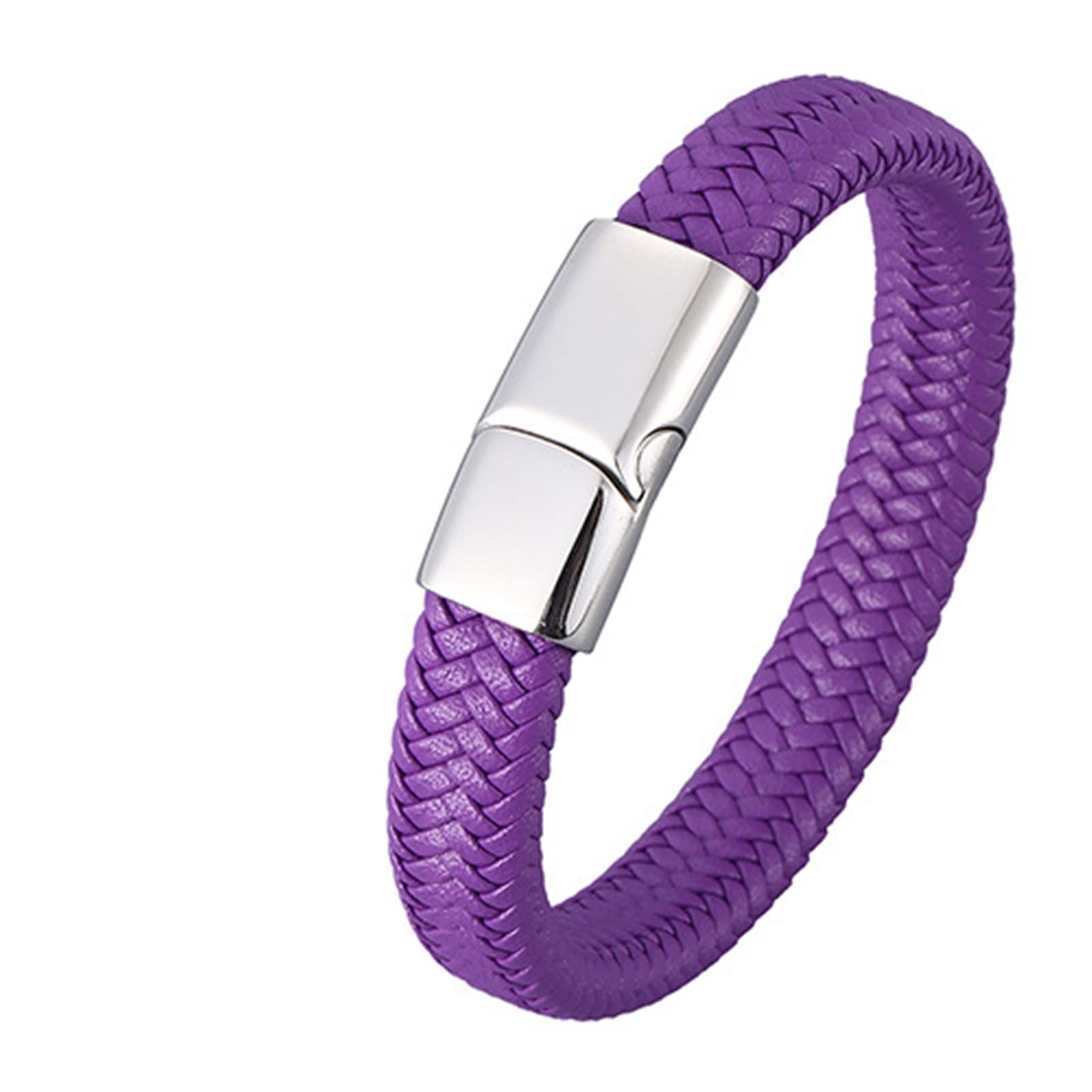 Męskie bransoletki, bransoletki ślubne, tkana bransoletka dla mężczyzn, bransoletka, stal nierdzewna z zapięciem magnetycznym, długość 20,5 cm, Faux, bez cyrkonu