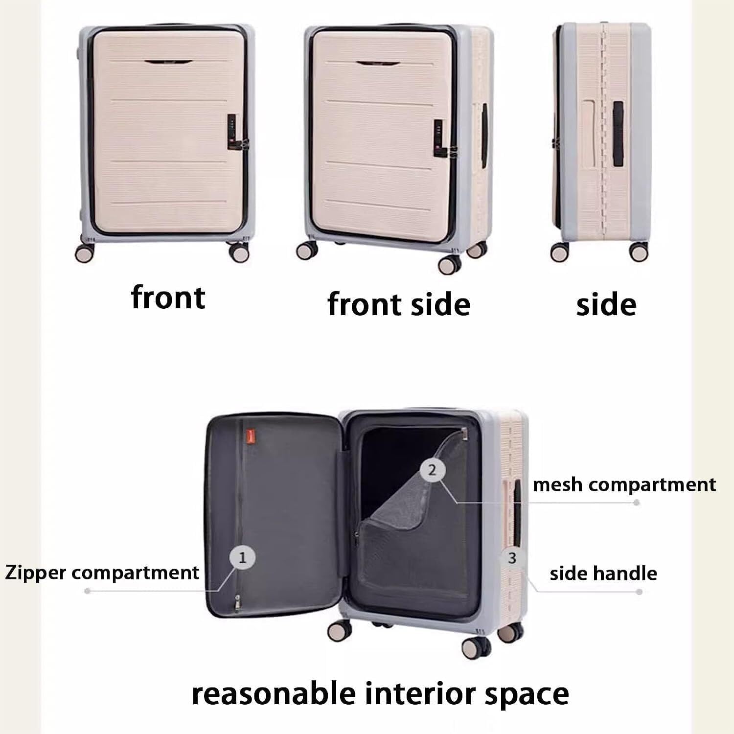 Maleta Maletas Plegables, Equipaje a Cuadros, Carrito Ajustable, Equipaje de Mano, Maleta con Apertura Frontal, Maleta con Ruedas Universal Bolsas de Viaje