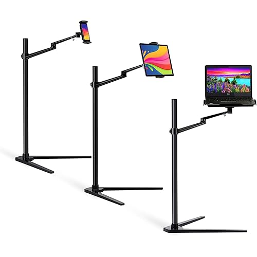 3 in 1 360 Degree Rotating Height Adjustable Laptop Tablet Stand for Bed,Floor,Compatible with Ipad Pro 12.9 Inch, IPAD, MacBook Pro/Air,MS Surface Pro,MS Surface Book