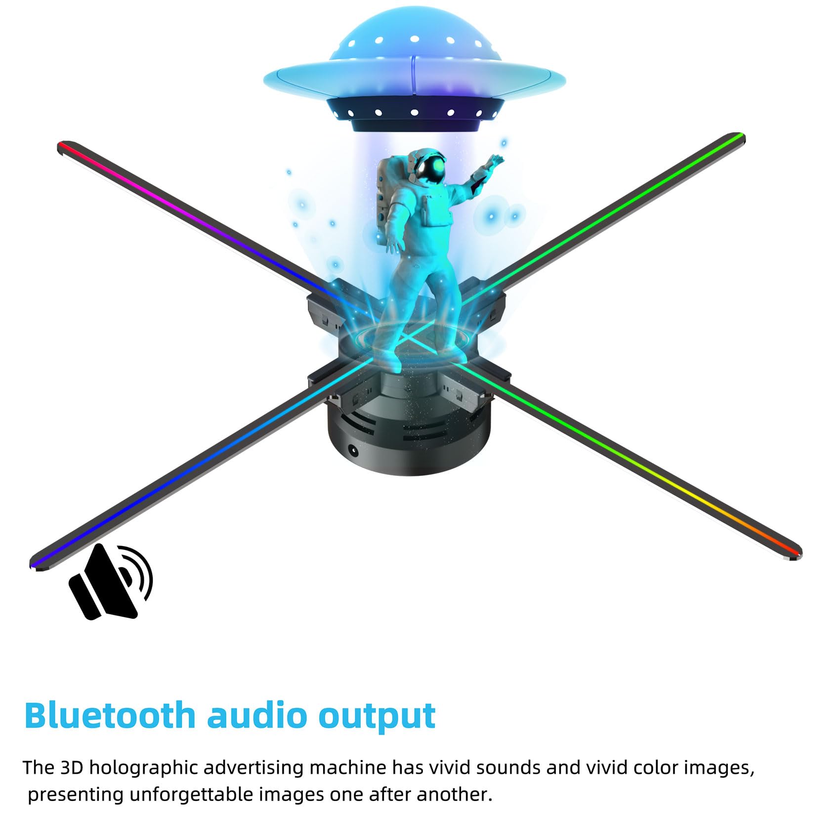 Hologramme 3D,Hologramme 3D Fan Projecteur Holographique avec Application WiFi et 700 vidéothèques - pour expositions, centres commerciaux,hélice holographique… (70CM(APP+WIFI+Bluetooth+Remote))