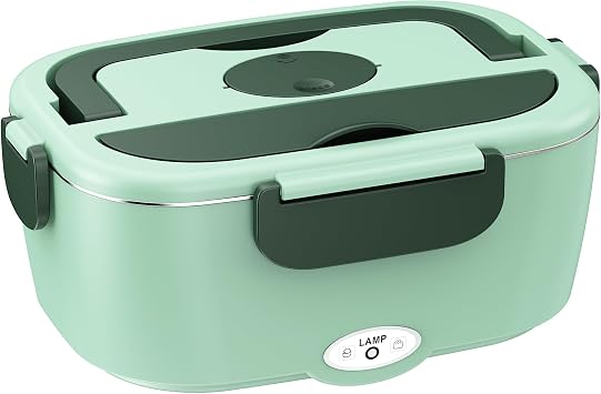 Hugmazing Electric Lunch Box 80W Heated Lunch Box for Adults with 1.5L Stainless Steel Container, Portable Fast Heating 12V/24V/110V Leak-Proof Food Warmer for Car, Truck, Office & Travel