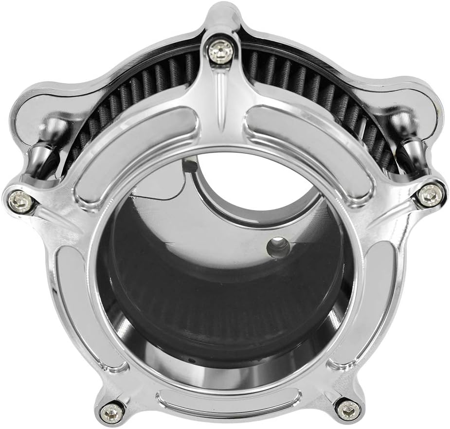 Air Filter Air Cleaner Intake Replacement Kit Fit for Harley M8 Softail 2018-2024 M8 Touring 2017-2023 Trike 2017-2025 (Chrome Housing Gray Filter Element)