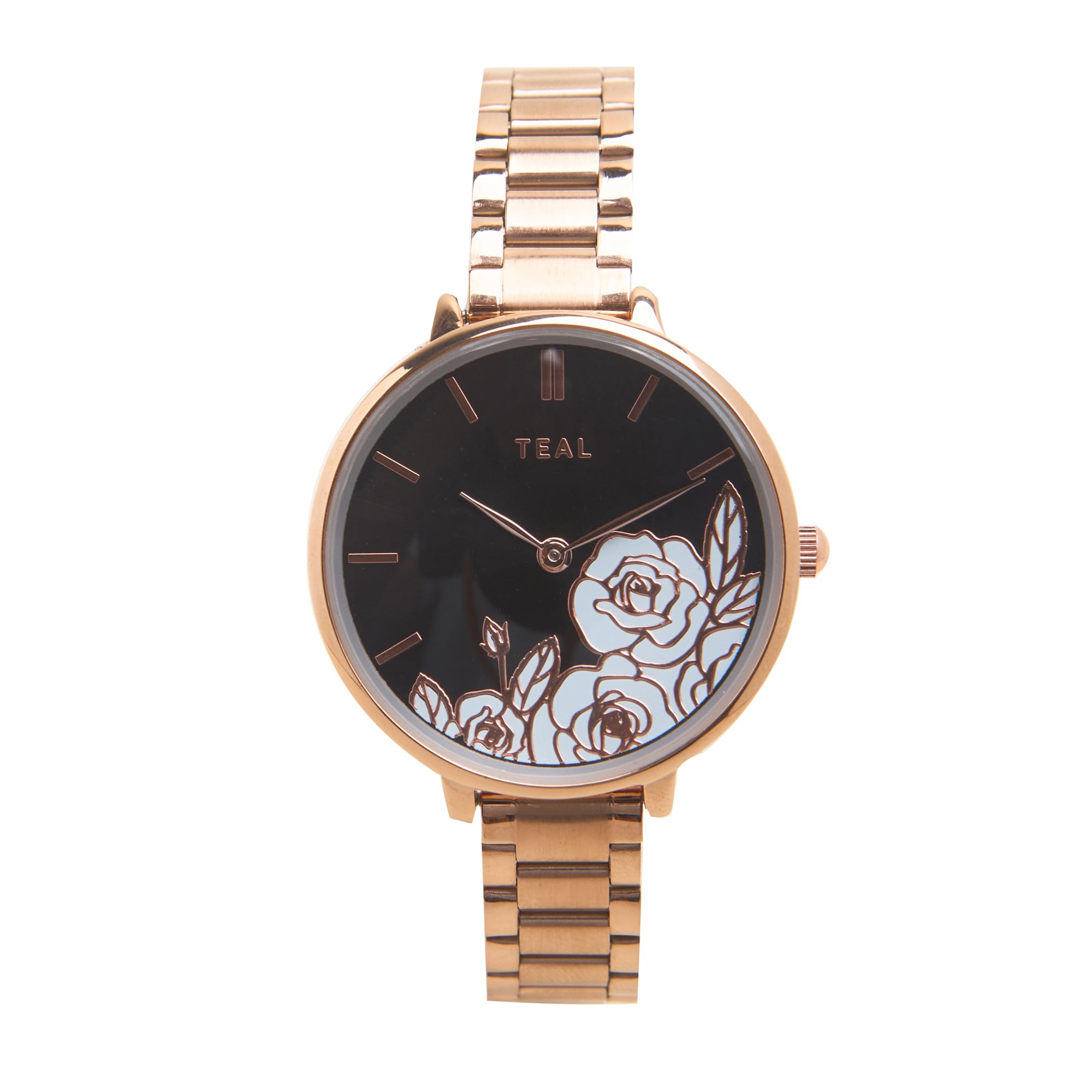 TEAL BY CHUMBAK | Vintage Bloom Watch, Metal Link Strap |Stylish Fashion Watch for Casual/Work|Gifts for Women/Girls/Ladies|Elegant Watches for Women