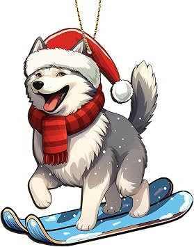 2 Side Printed Siberian Husky Wooden Christmas Ornaments 2024, Keepsake for Women, Men and Friends, Husky Dog Christmas Tree Ornaments, Christmas Tree Hanging Decorations