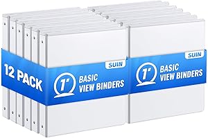 SUIN 1-Inch 3-Ring Binders (12-Pack)