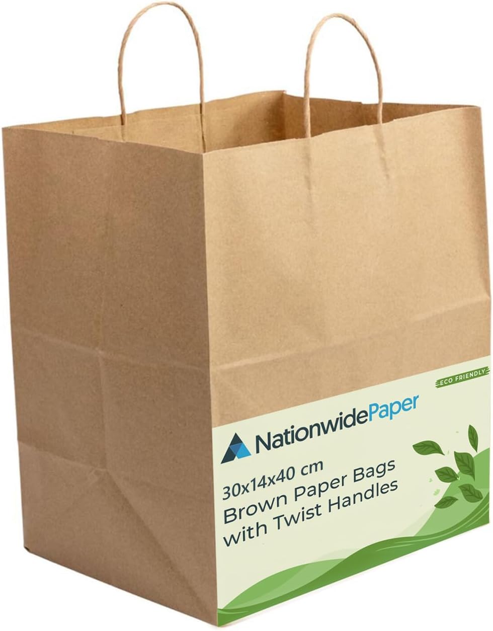 30pcs Extra Large Brown Paper Bags, Party Bags, Gift bag DIY and Sweet bags with Strong Twisted Handles (30x14x40cm)