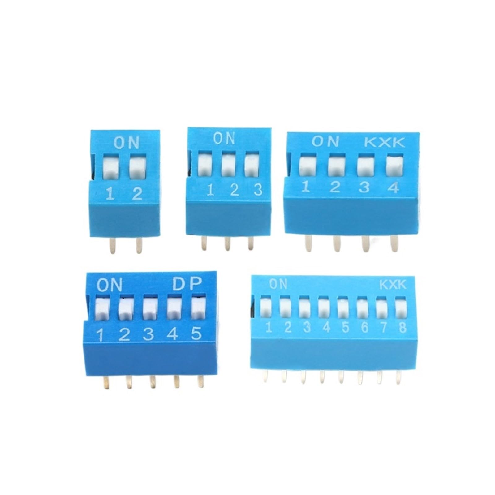 10PCS Toggle Switch 2.54MM Pitch DIP Dial The Code Switch 2P 3P 4P 5P 6P 8PIN Quick Switch Red Blue(Blue,8PIN)