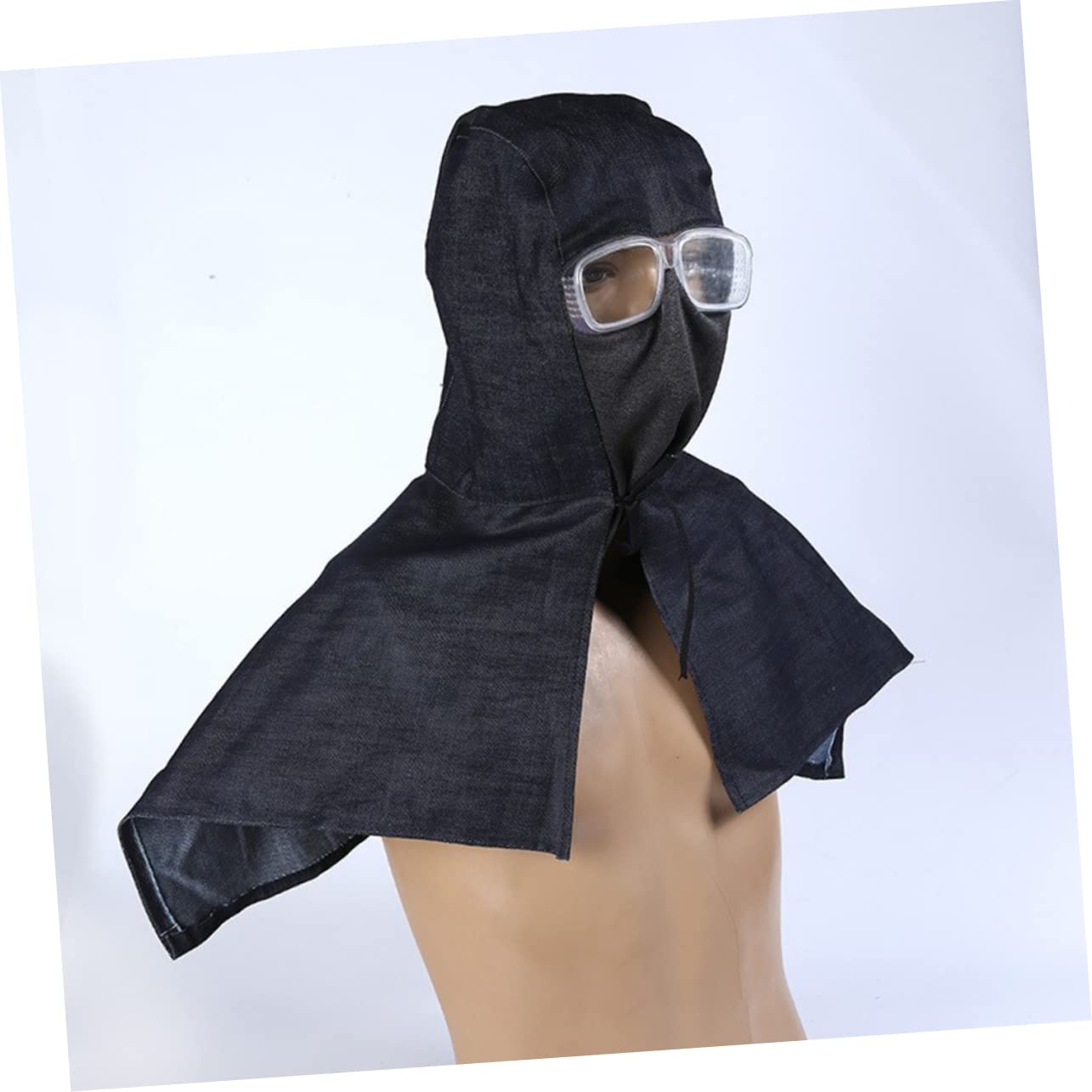 FOYTOKI Protective Shawl Hat Full Coverage Denim Work Headdress for Outdoor Sports and Gardening Black