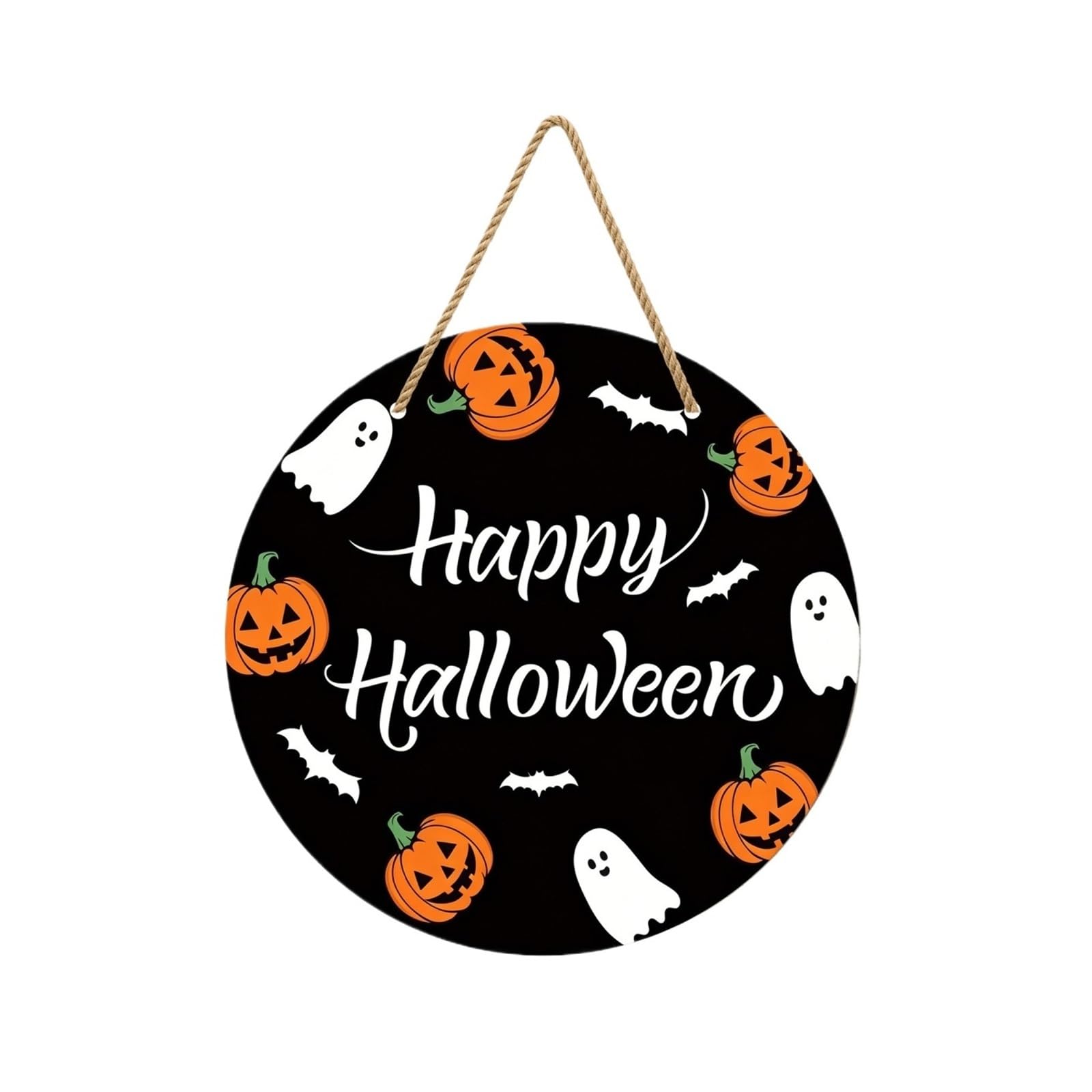 OTKSMDYY Halloween Party Atmosphere Decoration Door Ornament Ghost Pumpkin Black Cat Wooden Front Wall Sign(Halloweenlistingtypea-1pcs)