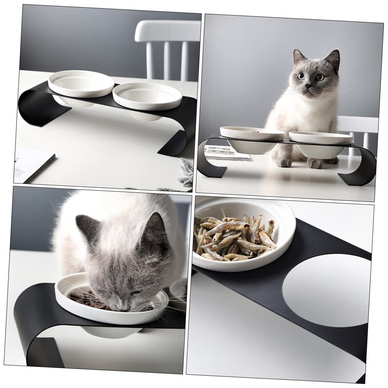 Toyvian Comedero para Mascotas De Comedero Doble Rejilla De Hierro para Gatos para De para Mascotas y Bebedero para Gatos