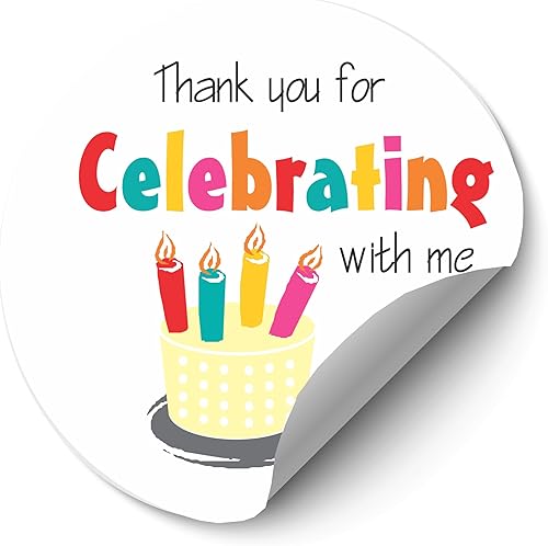 Calcomanías redondas de 2 pulgadas para pastel de cumpleaños, etiquetas de baby shower, etiquetas de recuerdo de fiesta de cumpleaños - Thank You