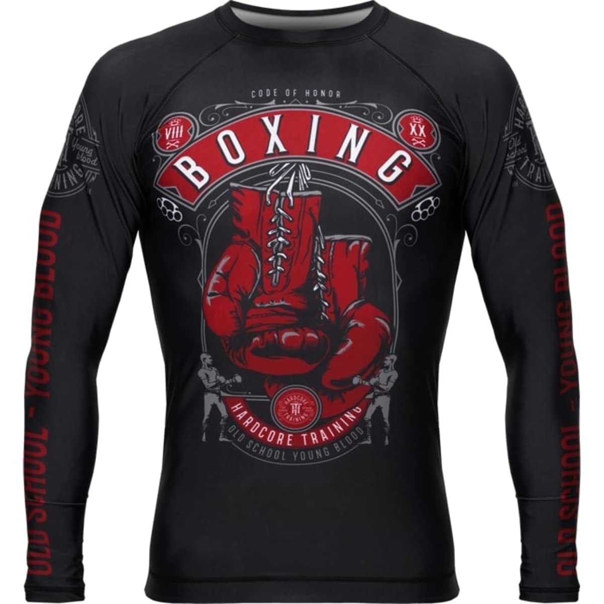 Hardcore Training Code of Honor Rash Guard Long Sleeve Men's. Camisa de Compresión Hombre MMA BJJ Boxeo Fitness Grappling No Gi