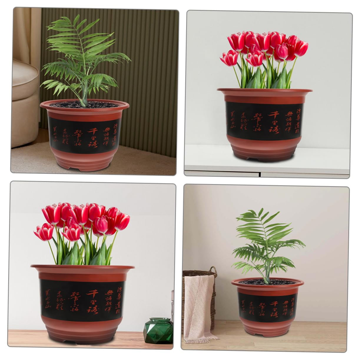 2pièces Pots à Orchidées Plastique Jardinière pour Plantes Succulentes Et Cactus Drainage Couleur Brique pour Intérieur Et Extérieur