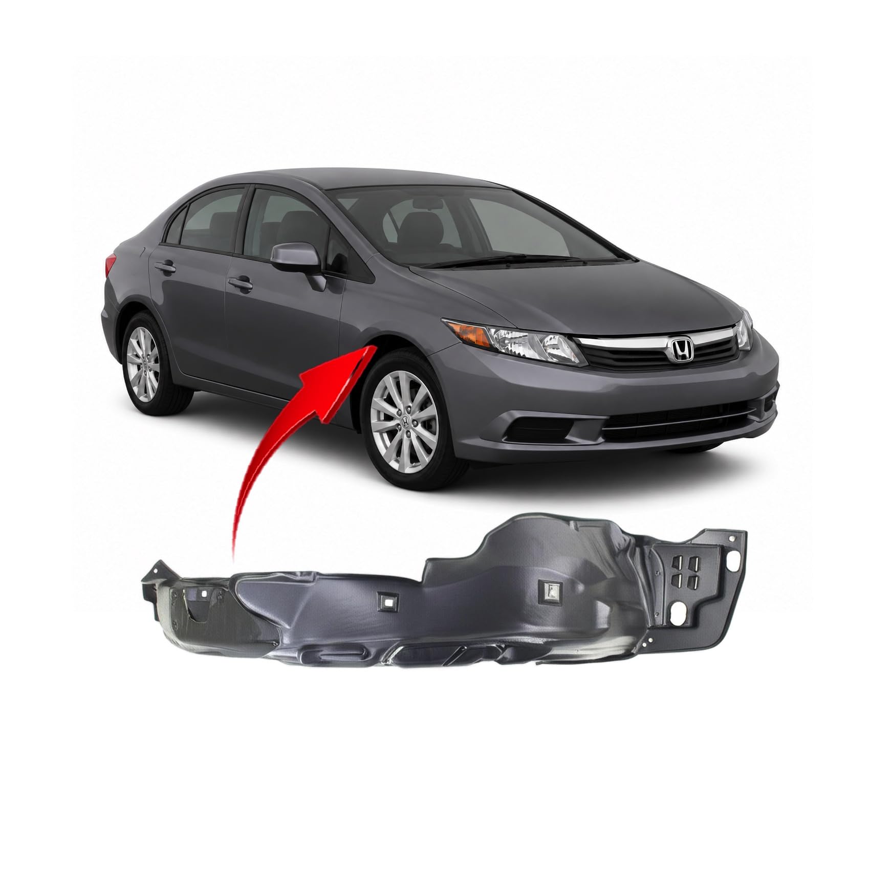 FitParts Compatible with Honda Civic 2012 Front Right Fender Liner