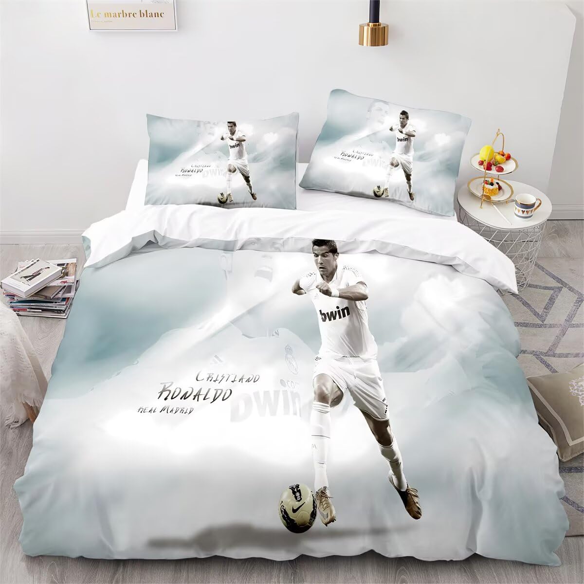 Enfunt-Home Duvet Cover Set Soft Lightweight Microfiber 3 Piece Bedding Set with 2 Pillowcase Kids Quilt Cover Closure Single 135 x 200 cm