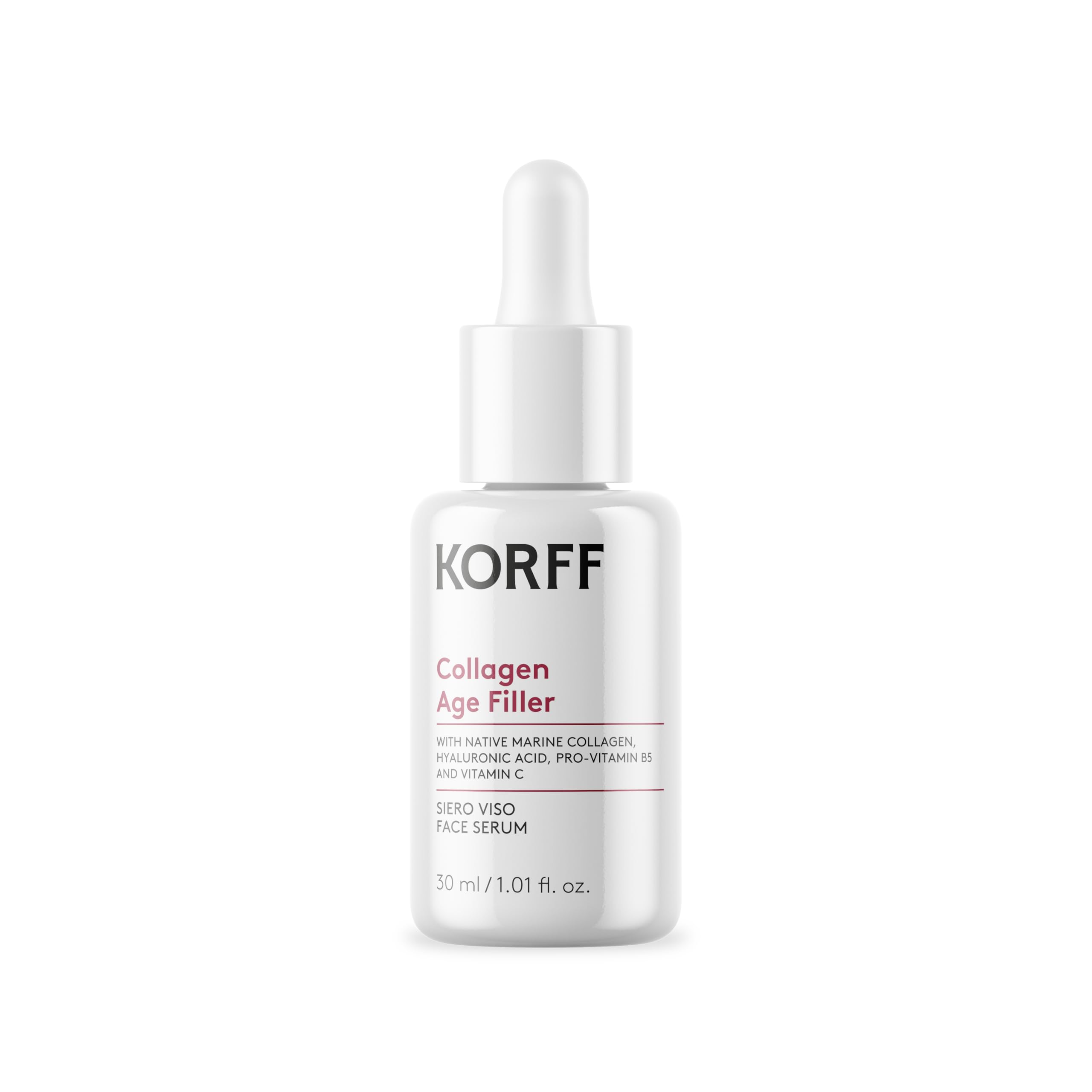 Korff Anti-Aging Gesichtsserum, Collagen Age Filler, intensive Korrektur gegen Falten und tiefe Feuchtigkeit, Meereskollagen, Hyaluronsäure und Vitamine, 30 ml