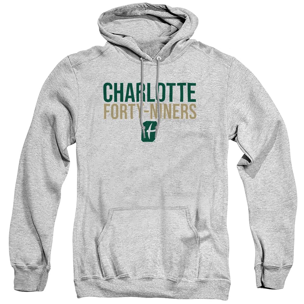 University of North Carolina at Charlotte Official Stacked Unisex Adult Pull-Over Hoodie,Athletic Heather, Medium