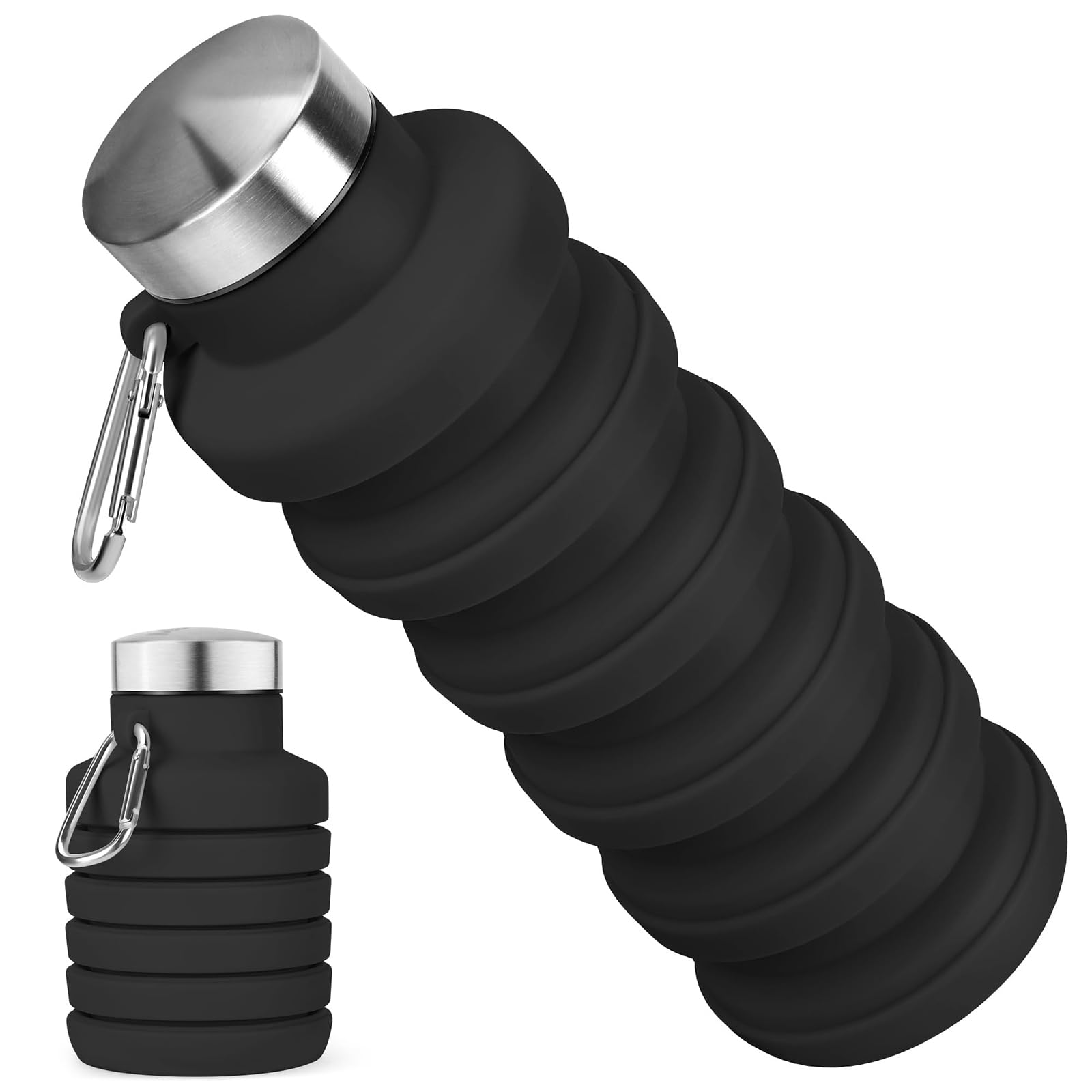 Collapsible Water Bottle 500 ml - Viaggio, Escursionismo, Fitness | Bicchieri Acqua Compressibili in Silicone Waterproof