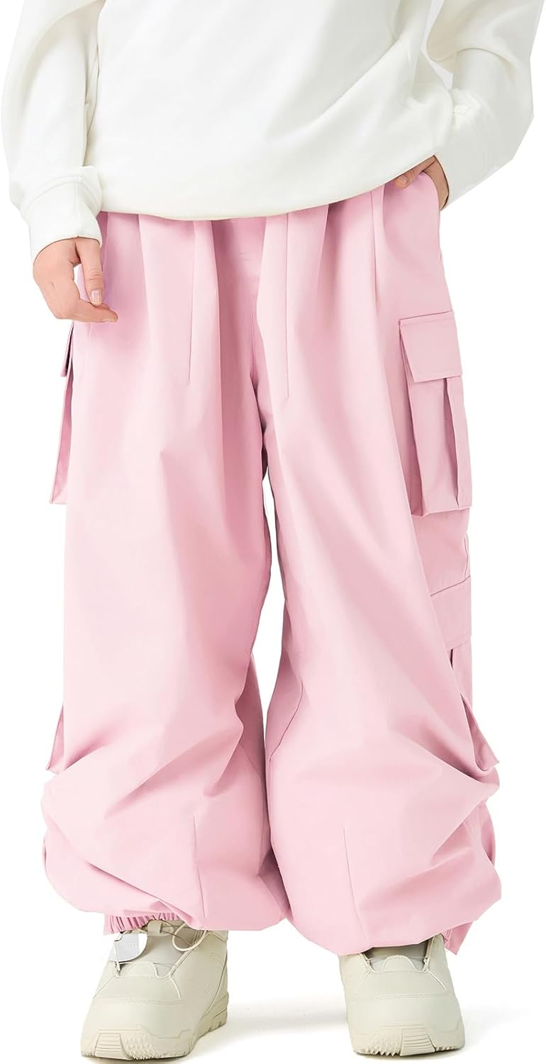 WOWULOVELY Mens Baggy Cargo Ski Pants Baggy Snowboard Snow Pant Loose Insulated Waterproof Windproof Unisex