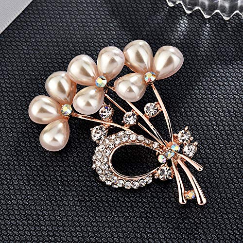 Image of Brooch Pins for Women,Pearl Crystal Gold Brooch Jewelry