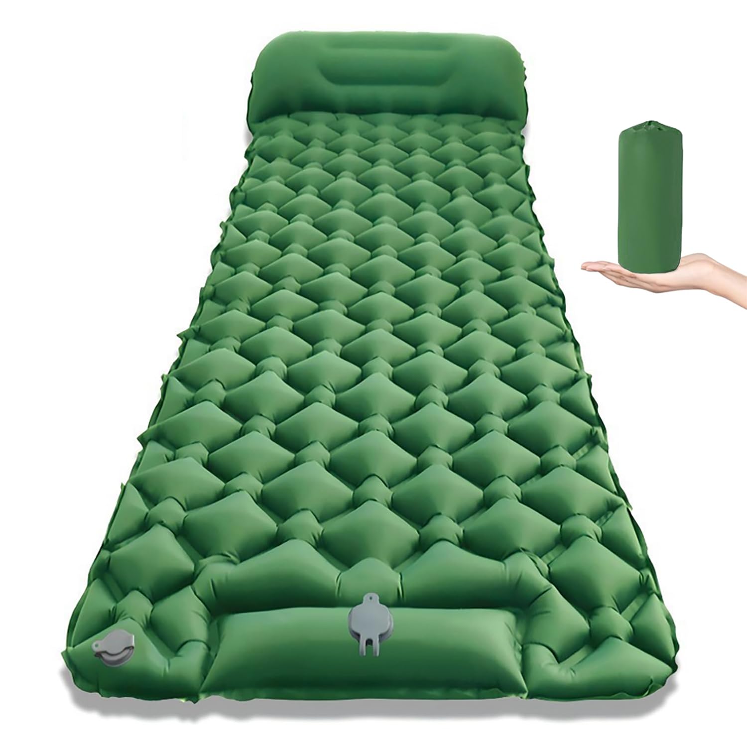 Camping Sleeping Pad, Ultralight Self-Inflating Sleeping Mats with Built-in Foot Pump, Portable Inflatable Camping Sleeping Pads Compact for Outdoor Camping, Backpacking, Hiking, Tents, Green