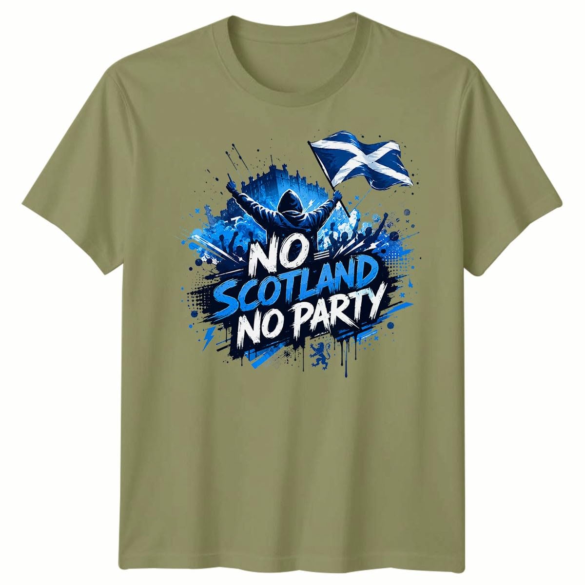 No Scotland No Party Unisex Football T Shirt Game Day 2026 Scotland Soccer Fans Foooty Tee Gift 12-13 Years Classic Olive — image 1