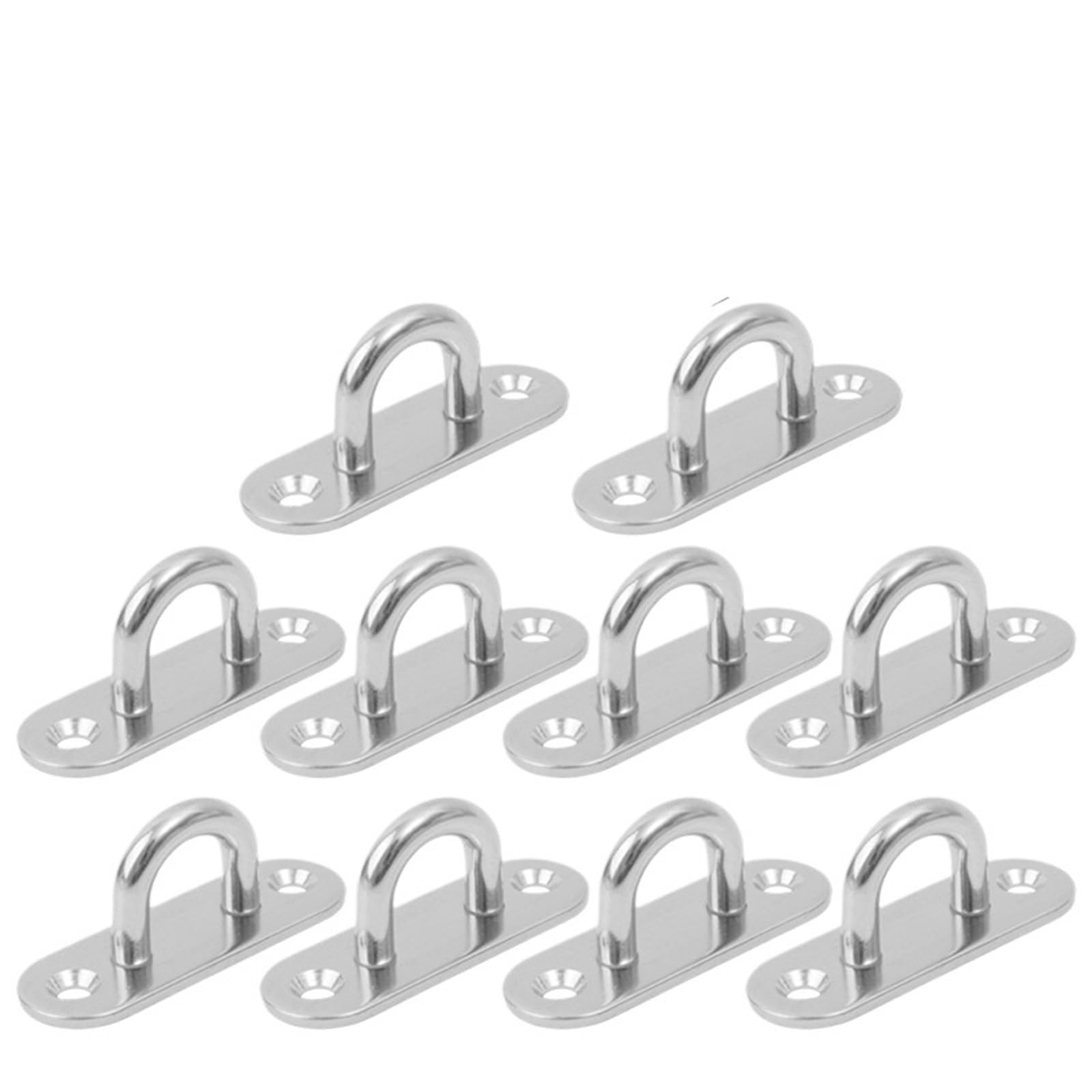 LTYKNGH Eye Plate 5-20pcs M5/M6 Stainless Steel Hook Eye Plate Heavy Duty Oblong Ceiling Hooks Pad Marine U Hanger Ring(10pcs(M6))