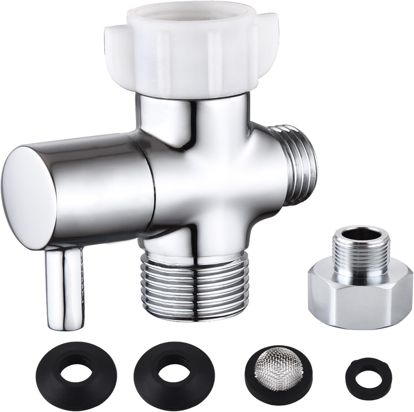 Bidet T Adapter with Shut off Valve,Solid Brass T Valve for Bidet 7/8” X 7/8” X 1/2”or 3/8”,Tee Connector Bidet Attachment for Toilet…