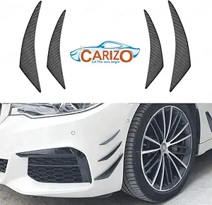 CARIZO 4Pcs Universal Car Front Bumper Lip Splitter Carbon Fiber Exterior Rubber Fins Spoiler Canards Kit for Car Body Auto Anti-Collision Strip Decoration Accessories Stickers for Car (Carbon Fiber)