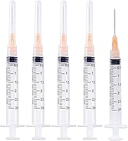 Vista 9 de Paquete de 50 jeringas desechables de 0.1 onzas líquidas con aguja, jeringas Luer Lock de 0.88 oz, 1 pulgada, envueltas individualmente