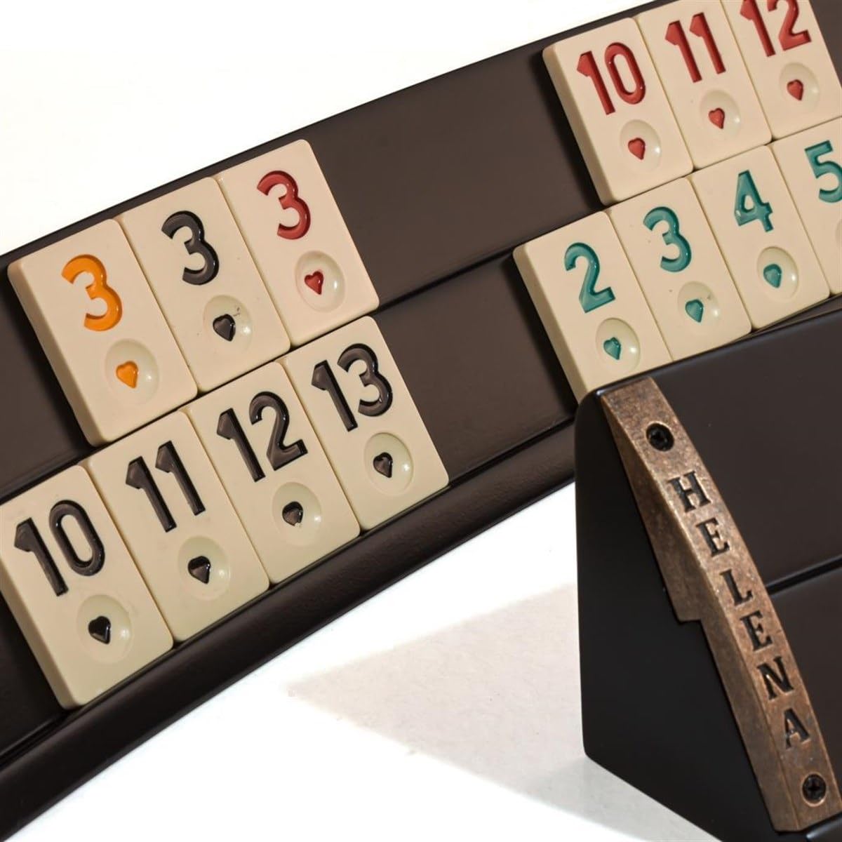 Helena Wood Art, Handgemachtes Oval Rummy Set aus Holz inklusive Tasche, Schwarz, 100% Holz, Deluxe Edition, Rummy, Okey Takimi, Melaminsteine