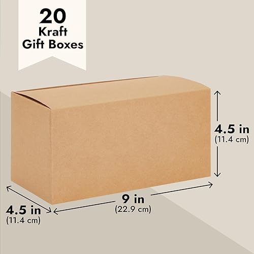 Miniatura 4 de Juvale Cajas de regalo con tapas para regalos, paquete de 20, 9 x 4.5 x 4.5 pulgadas, marrón, cartulina de 300 GSM, caja de regalo con tapa para