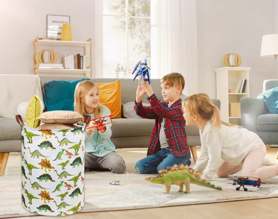 Image of Dinosaur Kids Laundry Hamper Baby Laundry Basket Cute Kids Hamper Toy Storage Bin Boys Hamper and Girls Dinosaur Room Decor(Toy Dinosaur)