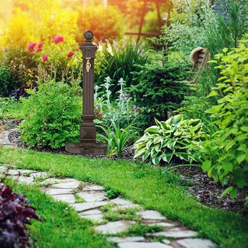 Fuente de pie antigua Relaxdays de 82x29x33 cm para decoracion exterior en color marron 3