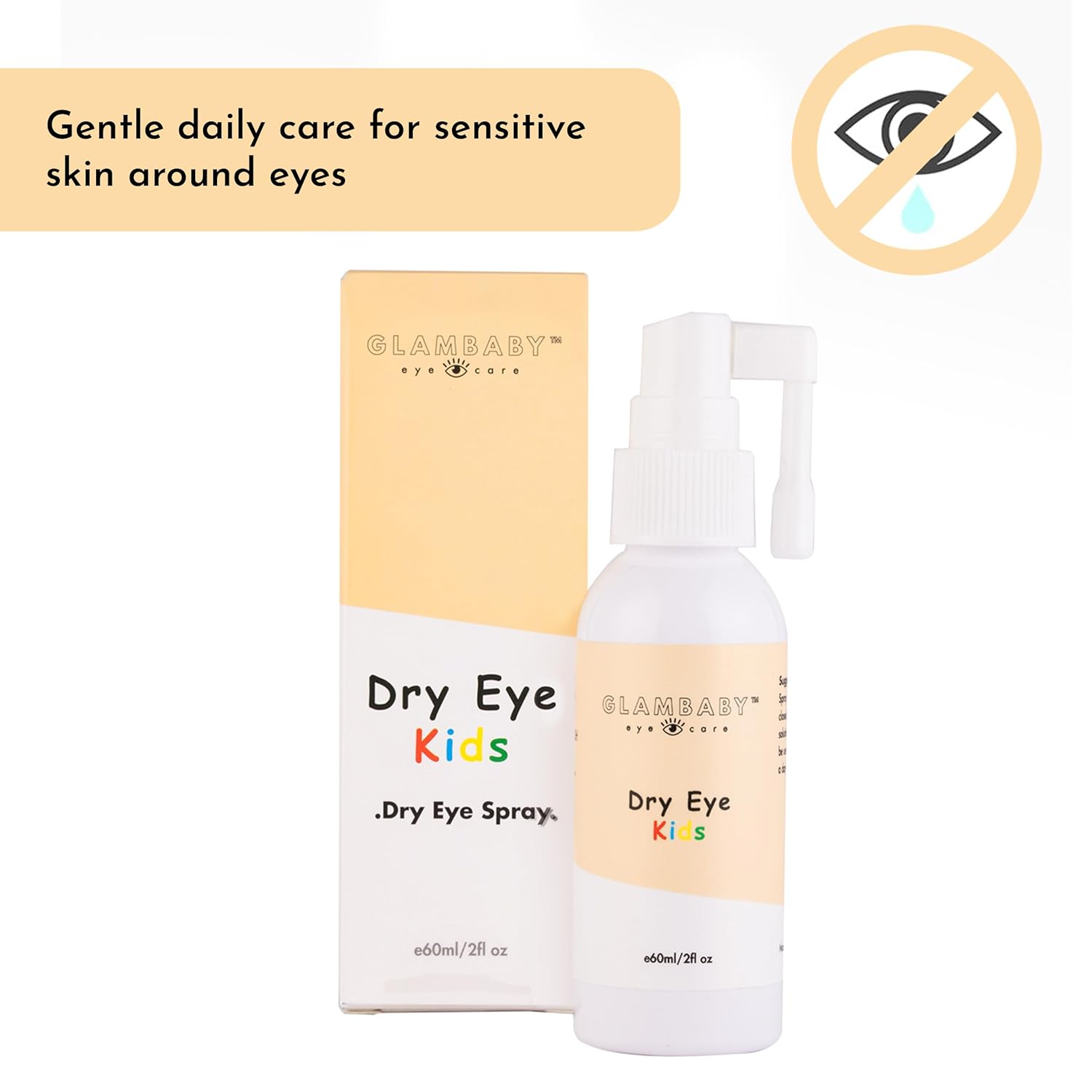 GlamBaby Dry Eye Area Kids Spray | Gentle Hypochlorous Mist, 60ml | Daily Refreshing Care for Sensitive Skin Around Eyes | No-Wipe Formula