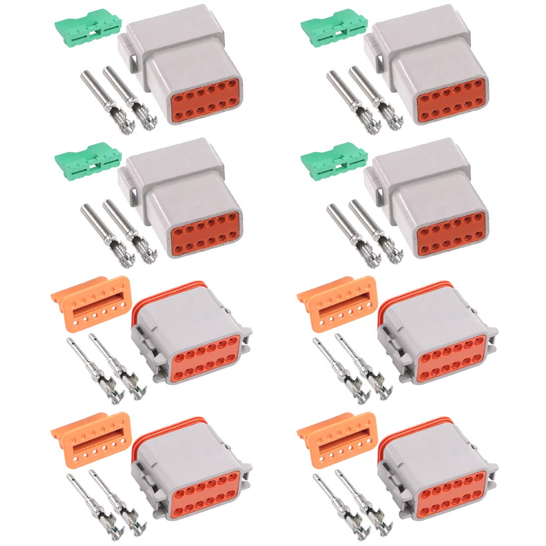 Glarks 100 conectores de cable eléctrico de 12 pines sellados gris macho y hembra a prueba de agua para motocicleta, scooter, coche, camión, barcos