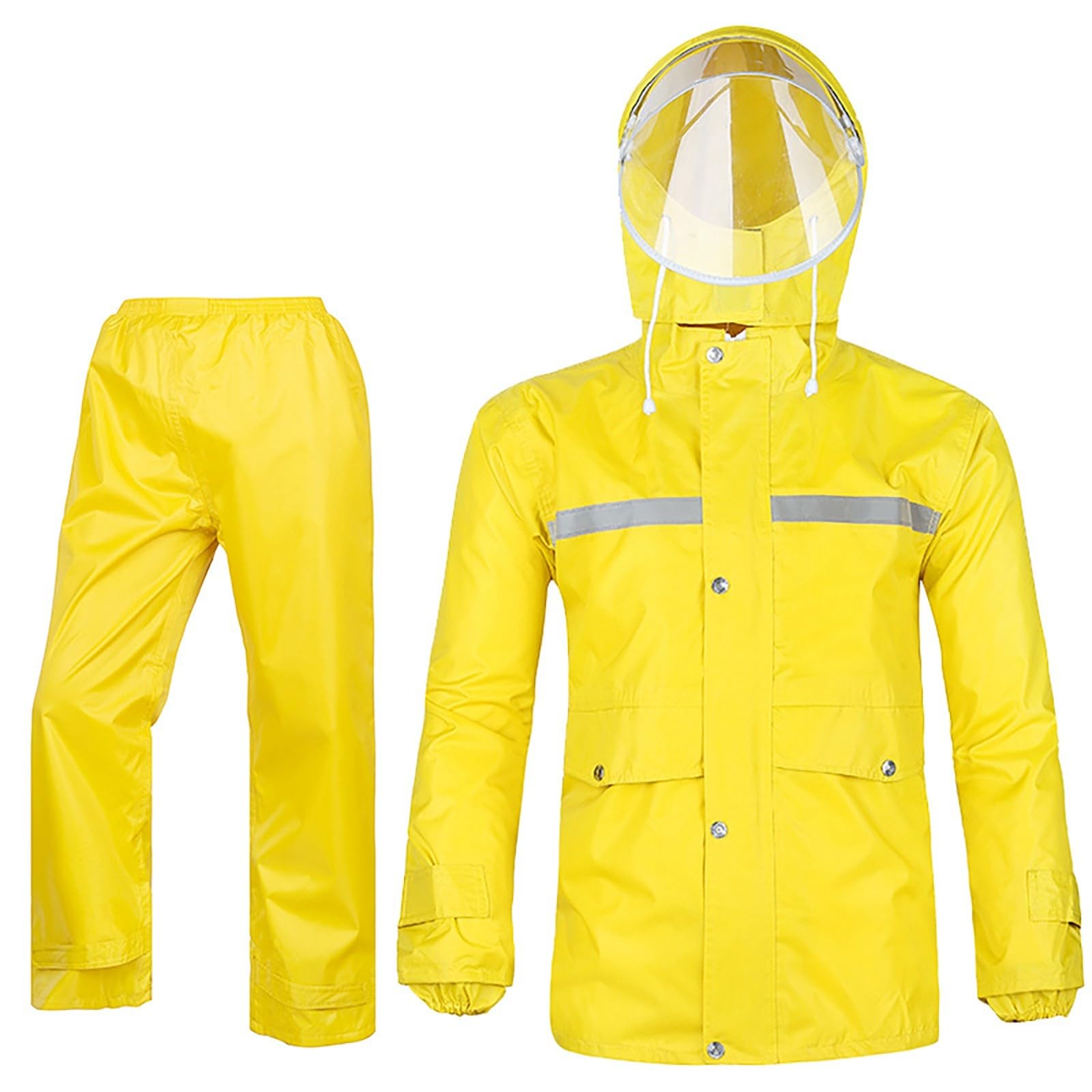 Regenbekleidung Damen Herren zweiteilig Reflektierend Wasserdicht Regenanzug Outdoor Multifunktional Regenkombi L-4XL