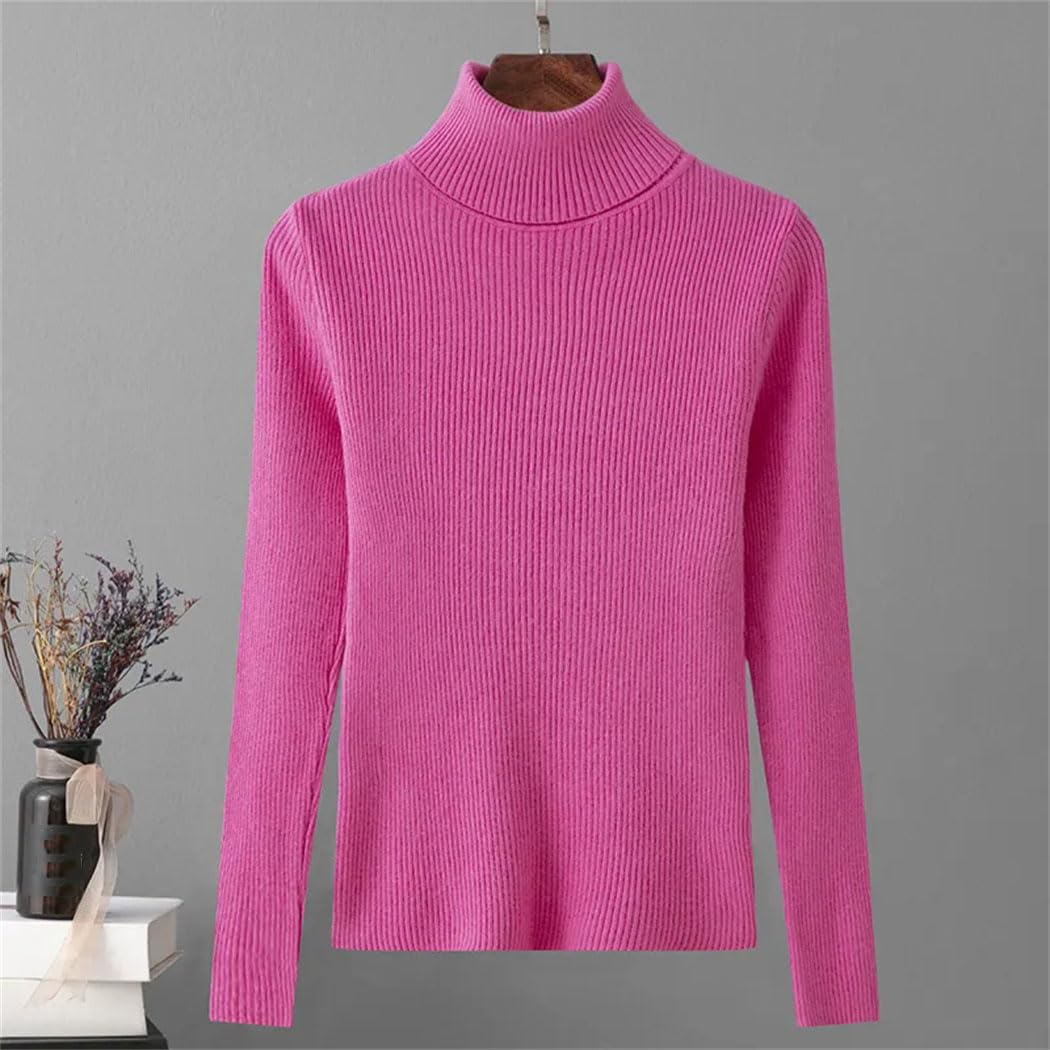 Maglione da donna a collo alto elastico di base invernale maglione nero lavorato a maglia pullover autunnale coreano caldo pullover