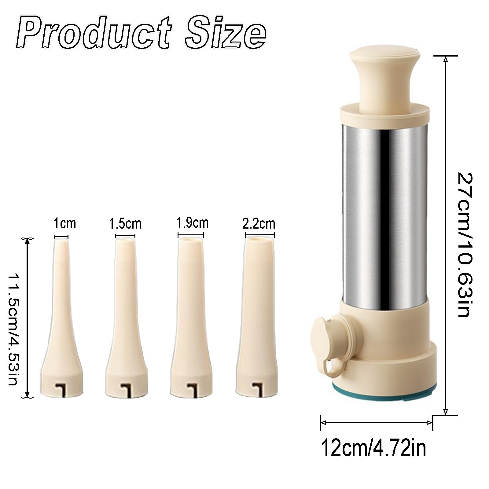 Sausage Filling Machine, 2 In 1 Manual Sausage Pusher, Stainless Steel Sausage Pusher With 4 Different Filling Tubes, Kitchen Tool For Stuffing Sausages Home - 2