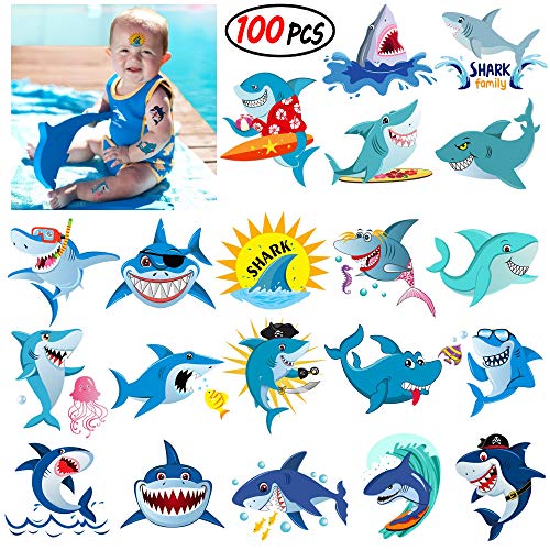 Shark Temporary Tattoos,Grier Ocean Sea Shark Themed Baby Shower Birthday Party Decor,Great hit