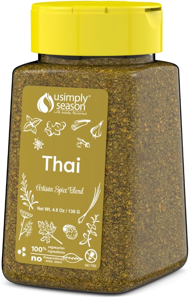 USimplySeason Thai Spice (4.8 oz) - Aromatic Asian Seasoning Blend, Ideal for Soups, Stir-fries, and Grills - No Salt, Vegan, Non-GMO, Made in the USA[Amazon-developed Certification] Compact by Design