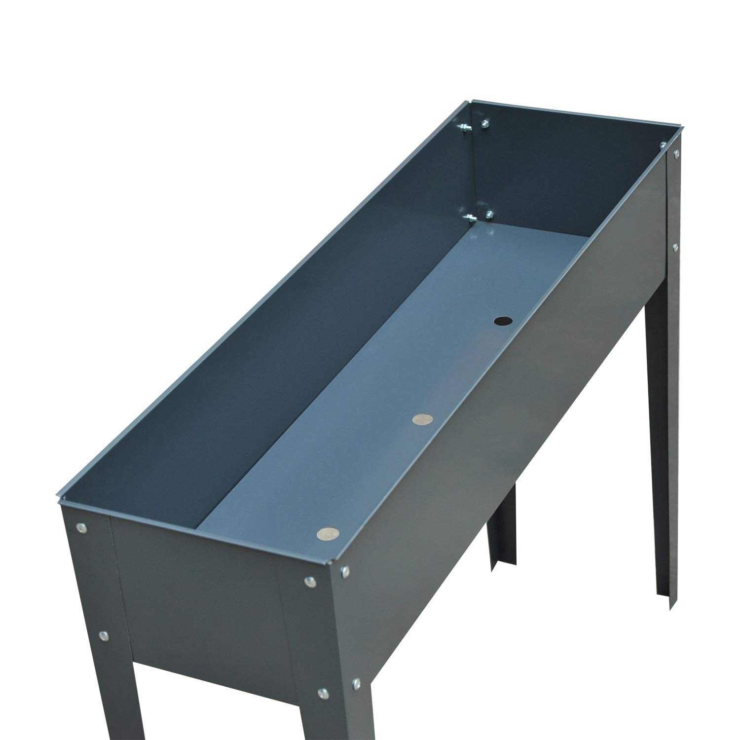 Outsunny Fioriera da Esterno Rialzata con 3 Fori di Drenaggio, Fioriera in Metallo per Giardino e Balcone, 100x30x80 cm, Grigio Scuro